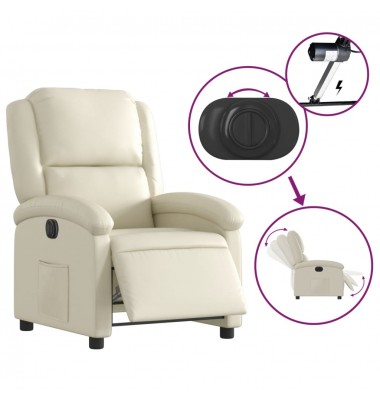  Elektrinis atlošiamas krėslas, kreminės spalvos, dirbtinė oda - Foteliai, krėslai - 6