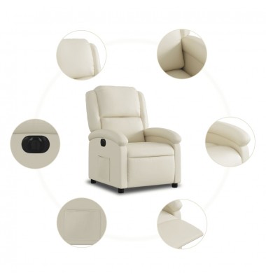  Elektrinis atlošiamas krėslas, kreminės spalvos, dirbtinė oda - Foteliai, krėslai - 8