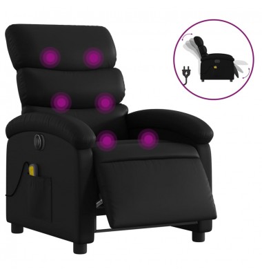  Elektrinis atlošiamas masažinis krėslas, juodas, dirbtinė oda - Foteliai, krėslai - 2