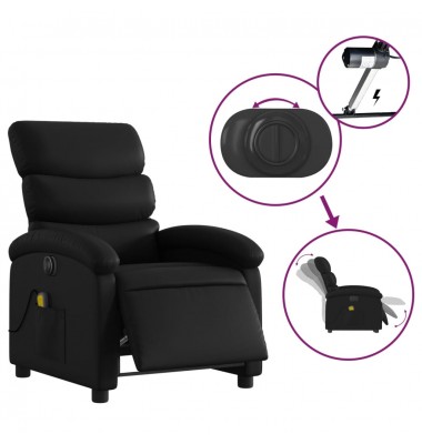 Elektrinis atlošiamas masažinis krėslas, juodas, dirbtinė oda - Foteliai, krėslai - 6