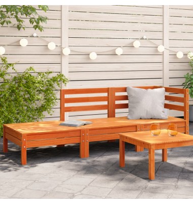  Trivietė sodo sofa, vaško ruda, pušies medienos masyvas - Moduliniai lauko baldai - 1