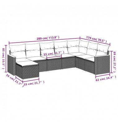  Sofos komplektas su pagalvėlėmis, 8 dalių, juodas, poliratanas - Lauko baldų komplektai - 3