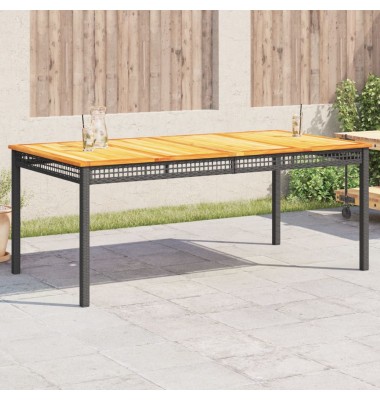  Sodo stalas, juodas, 180x90x75cm, poliratanas/akacijos mediena - Lauko stalai, staliukai - 1