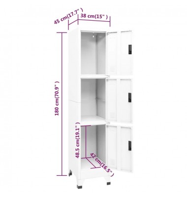  Persirengimo spintelė, baltos spalvos, 38x45x180cm, plienas - Biuro spintos, spintelės - 8