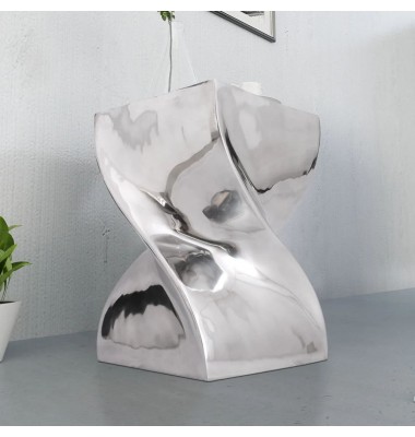  Taburetė/staliukas, susuktos formos, aliuminis, sidabro spalvos - Žurnaliniai staliukai - 2