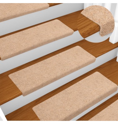  Laiptų kilimėliai, 15vnt., rudos spalvos, 65x21x4 cm - Laiptų kilimėliai - 1