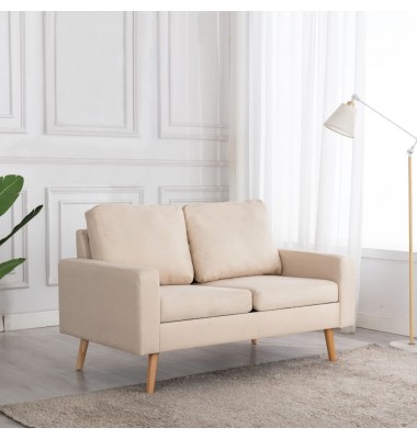  Dvivietė sofa, kreminės spalvos, audinys - Sofos, sofos-lovos - 1