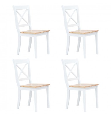  Valgomojo kėdės, 4vnt., baltos/šviesios medienos, kaučiukmedis - Valgomojo Kėdės - 1