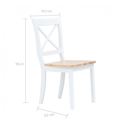  Valgomojo kėdės, 4vnt., baltos/šviesios medienos, kaučiukmedis - Valgomojo Kėdės - 7
