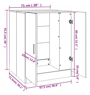  Skalbimo mašinos spintelė, ąžuolo pilka, 71x71,5x91,5cm - Spintelės skalbimo mašinoms - 8