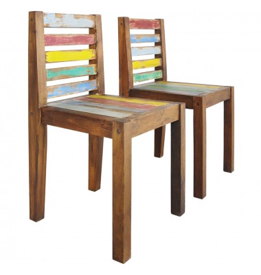  Valgomojo kėdės, 2vnt., perdirbtos medienos masyvas - Valgomojo Kėdės - 1