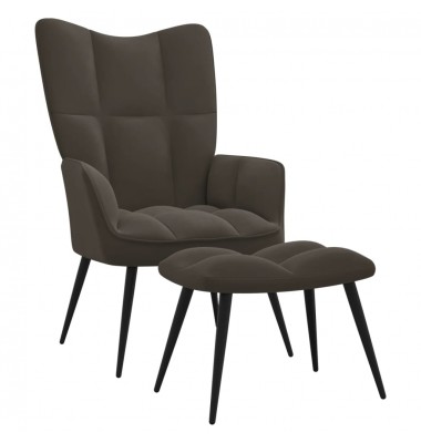  Poilsio kėdė su pakoja, tamsiai pilkos spalvos, aksomas - Foteliai, krėslai - 1