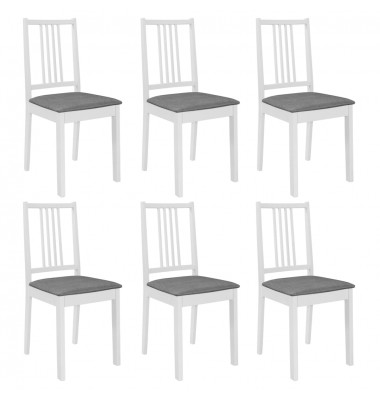  Valgomojo kėdės su pagalv., 6 vnt., balt. sp., medienos masyvas - Valgomojo Kėdės - 1