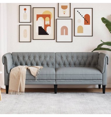 Trivietė chesterfield sofa, šviesiai pilkos spalvos, audinys - Sofos, sofos-lovos - 1