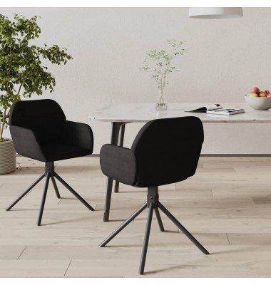  Pasukamos valgomojo kėdės, 2vnt., juodos spalvos, aksomas - Valgomojo Kėdės - 1