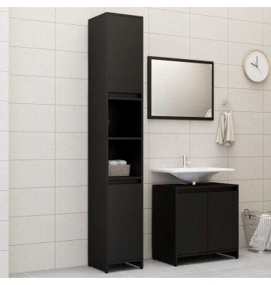 Vonios kambario baldų komplektas, 3 dalių, juodos spalvos, MDP - Vonios baldų komplektai - 1