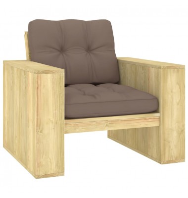  Sodo kėdė su taupe pagalvėlėmis, impregnuota pušies mediena - Lauko kėdės - 1