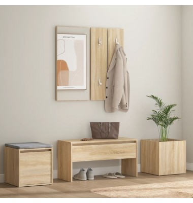  Koridoriaus baldų komplektas, ąžuolo spalvos, apdirbta mediena - Drabužių spintos - 1