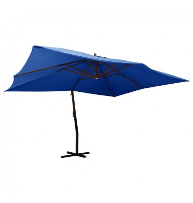  Gembinis skėtis su mediniu stulpu, mėlynos spalvos, 400x300cm - Lauko skėčiai, uždangos nuo saulės - 1