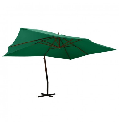 Gembinis skėtis su mediniu stulpu, žalios spalvos, 400x300cm - Lauko skėčiai, uždangos nuo saulės - 1