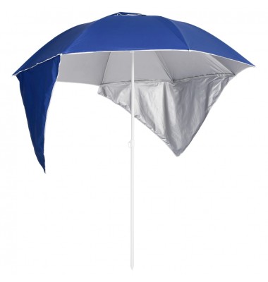 Paplūdimio skėtis su šoninėmis sienomis, mėlynas, 215cm - Lauko skėčiai, uždangos nuo saulės - 1