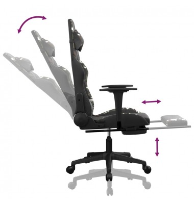  Masažinė žaidimų kėdė, juoda/kamufliažinė, dirbtinė oda - Žaidimų kėdės - 7