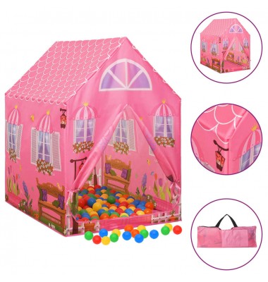  Žaidimų palapinė su 250 kamuoliukų, rožinė, 69x94x104cm - Žaidimų nameliai, batutai, smėlio dėžės - 1
