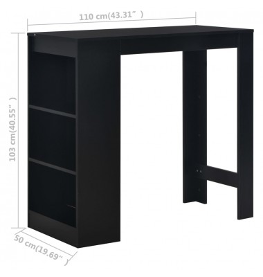  Baro stalas su lentyna, juodas, 110x50x103cm - Stalai - 6