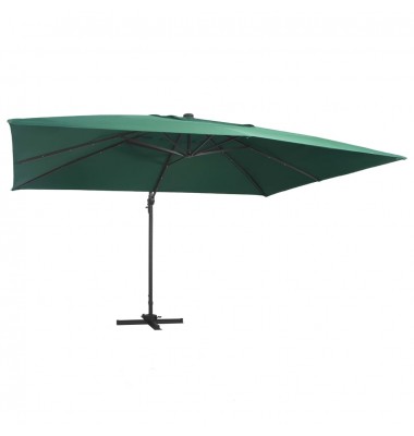  Gembinis skėtis su LED/aliuminio stulpu, žalias, 400x300cm - Lauko skėčiai, uždangos nuo saulės - 1