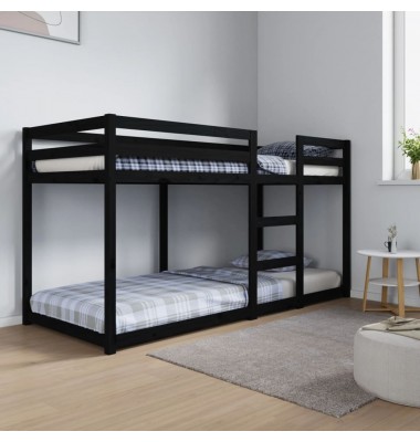 Dviaukštė lova, juoda, 80x200cm, pušies medienos masyvas - Lovos - 1