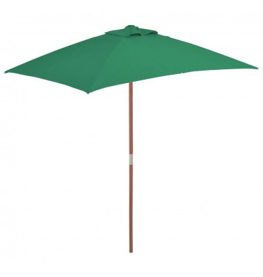  Lauko skėtis su mediniu stulpu, 150x200cm, žalias - Lauko skėčiai, uždangos nuo saulės - 1