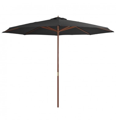  Lauko skėtis su mediniu stulpu, antracito spalvos, 350 cm - Lauko skėčiai, uždangos nuo saulės - 1