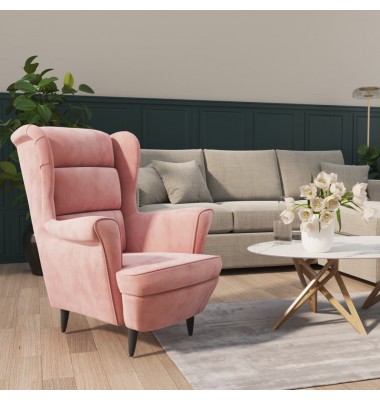  Krėslas, rožinės spalvos, aksomas - Foteliai, krėslai - 1