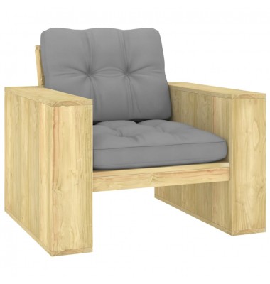 Sodo kėdė su pilkomis pagalvėlėmis, impregnuota pušies mediena - Lauko kėdės - 1
