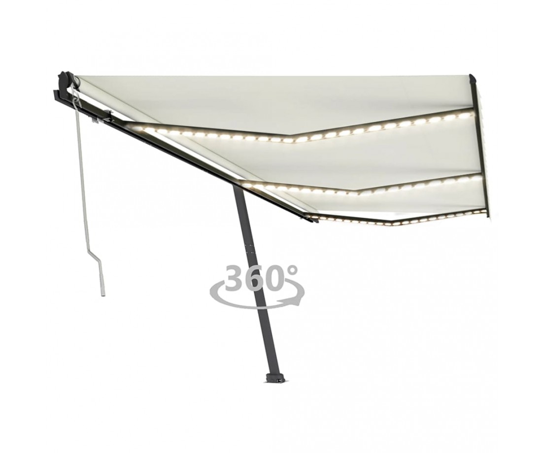Automatinė markizė su LED/vėjo jutikliu, kreminė, 600x350cm - Markizės terasoms, langams, durims - 1 Automatinė markizė su LED/vėjo jutikliu, kreminė, 600x350cm - Markizės terasoms, langams, durims - 1