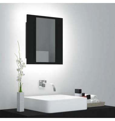  Veidrodinė vonios spintelė su LED, juoda, 40x12x45cm, akrilas - Vonios spintelės, veidrodžiai - 1