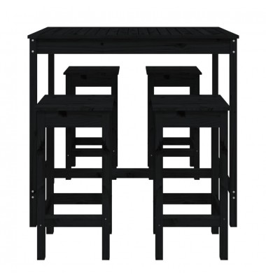  Sodo baro baldų komplektas, 5 dalių, juodas, pušies masyvas - Lauko baldų komplektai - 4