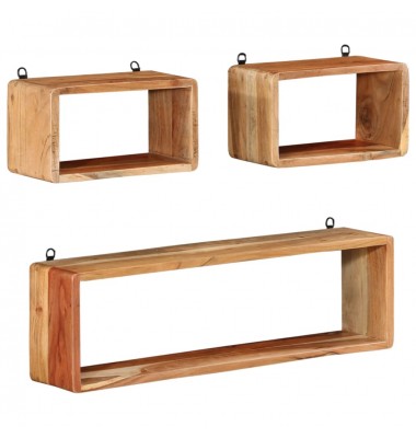  Sieninių lentynų rinkinys, 3 dalių, akacijos medienos masyvas - Pakabinamos lentynos, spintelės - 1