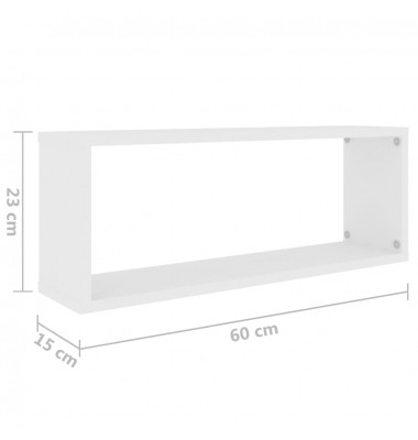  Sieninės lentynos, 4vnt., baltos, 60x15x23cm, MDP, kubo formos - Pakabinamos lentynos, spintelės - 9