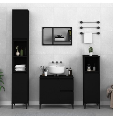  Vonios kambario spintelė, juoda, 65x33x60cm, apdirbta mediena - Vonios baldų komplektai - 1