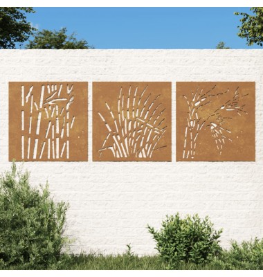  Sodo sienos dekoracija, 3 dalių, 55x55cm, corten plienas - Meno kūriniai - 1