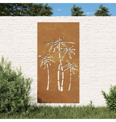  Sodo sienos dekoracija, 105x55cm, corten plienas, palmės - Meno kūriniai - 1