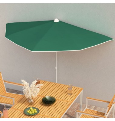  Pusapvalis sodo skėtis su stulpu, žalios spalvos, 180x90cm - Lauko skėčiai, uždangos nuo saulės - 1