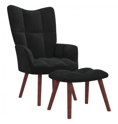  Poilsio kėdė su pakoja, juodos spalvos, aksomas - Foteliai, krėslai - 1