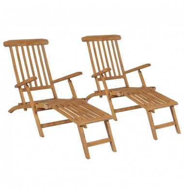  Terasos kėdės su pakojomis, 2vnt., tikmedžio medienos masyvas - Gultai, šezlongai - 1