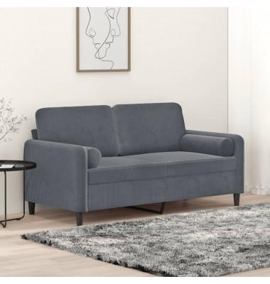  Dvivietė sofa su pagalvėlėmis, tamsiai pilka, 140cm, aksomas - Sofos, sofos-lovos - 1