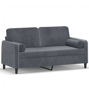  Dvivietė sofa su pagalvėlėmis, tamsiai pilka, 140cm, aksomas - Sofos, sofos-lovos - 2