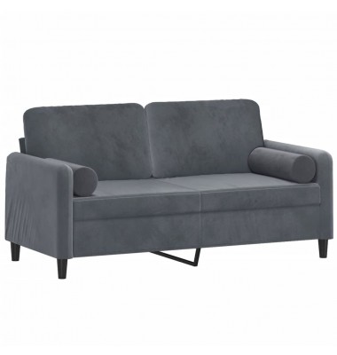  Dvivietė sofa su pagalvėlėmis, tamsiai pilka, 140cm, aksomas - Sofos, sofos-lovos - 3