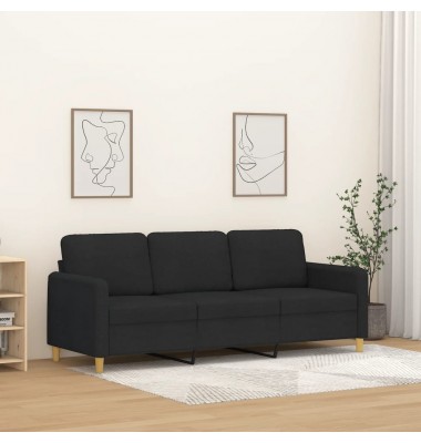  Trivietė sofa, juodos spalvos, 180cm, audinys - Sofos, sofos-lovos - 1