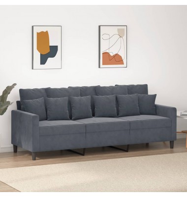  Trivietė sofa, tamsiai pilkos spalvos, 180cm, aksomas - Sofos, sofos-lovos - 1